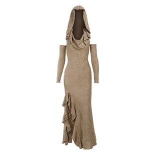 小可wiwi川西旅游敦煌沙漠西部穿搭沙丘废土风连帽连衣裙夏季长裙