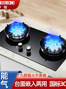 半球燃气灶双灶具家用液化气天然气煤气灶节能猛火大火力