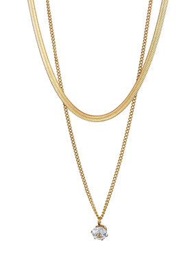 单钻双层蛇骨链项链女叠戴百搭