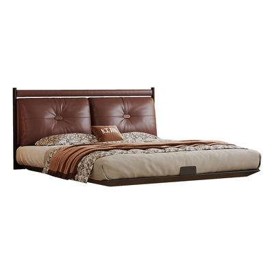 柏林床真皮碳素钢悬浮床中古风主卧高端大气铁艺床架双人软包婚床