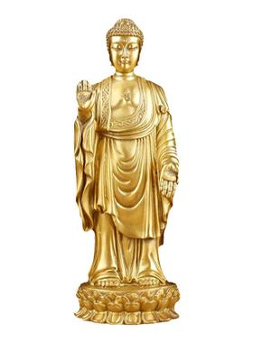 黄铜大日如来摆件无锡灵山大佛佛祖铜像家居客厅办公桌面铜工艺品