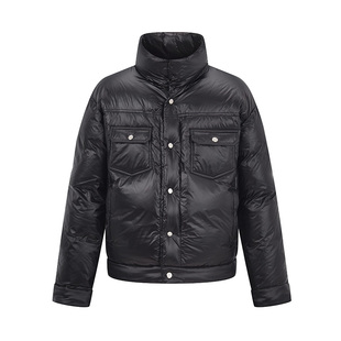 RARE威雅男装 冬季新款羽绒服廓形宽松版黑色立领男士面包服