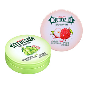 绿箭脆皮薄荷糖25g沁凉荔枝芒果葡萄乌梅味铁盒装清新口气口香糖
