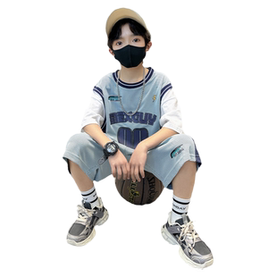 儿童装中大男童夏装速干套装2026新款酷帅男孩夏季篮球服运动夏款