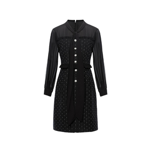 【商场同款拉珂】名媛26春香风短款外套女优雅飘带拼接连衣裙秋冬