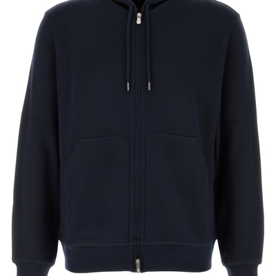 BRUNELLO CUCINELLI男士蓝色羊绒拉链bc帽衫卫衣25秋冬意大利代购