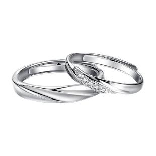 中国黄金珍尚银莫比乌斯情侣对戒足银戒指素圈告白纪念礼物送女友