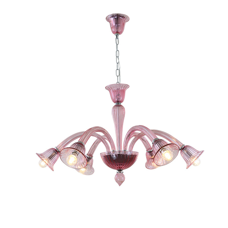 法式轻奢浪漫粉色玻璃吊灯