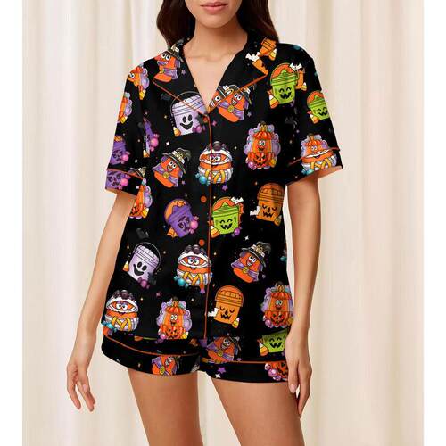 T 33560 Halloween Milk Silk Pajamas 万圣节睡衣 跨境欧美