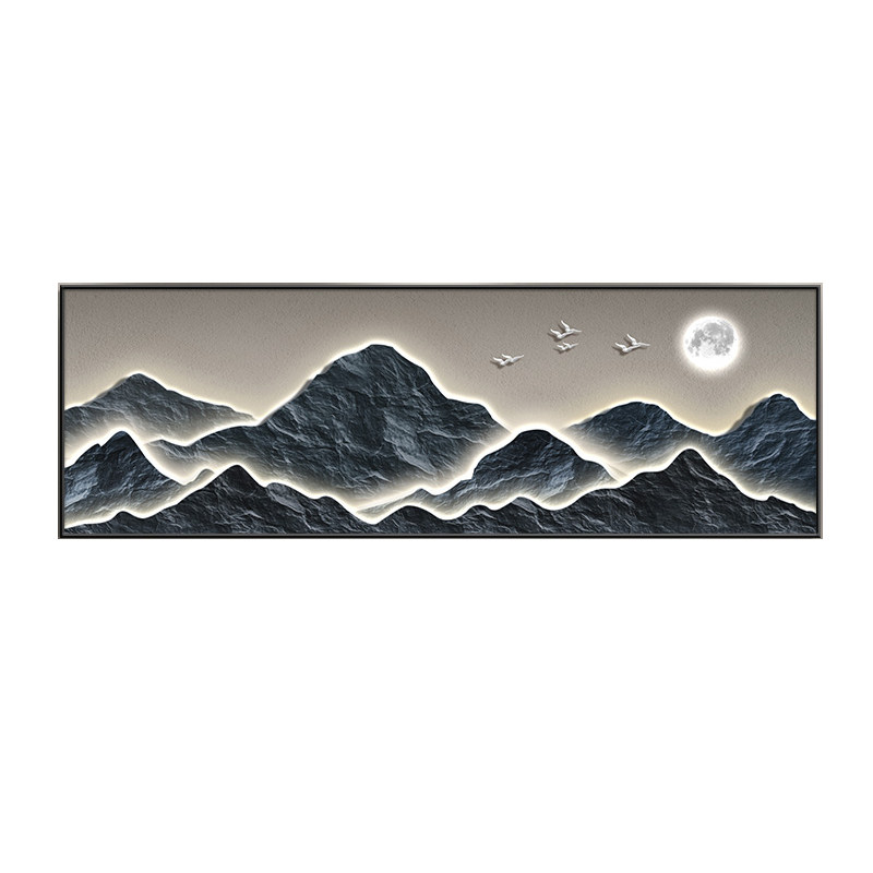 背有靠山现代轻奢客厅沙发装饰画新中式山水挂画茶室办公室墙壁画