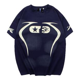 Hellstar地狱之星11th warm UP男女高街宽松复古潮牌短袖T恤夏季