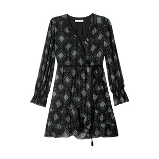 波西米亚/MSLAN26春 腰果花系带连衣裙收腰茶歇裙MFCE4135