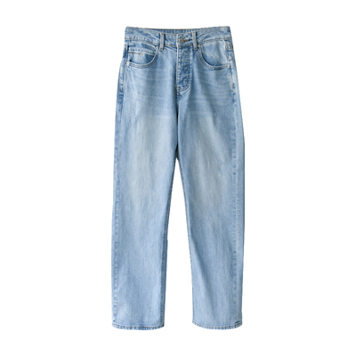 直筒牛仔长裤女韩版洋气浅蓝色春