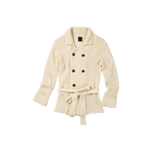 CycleDocument 马海毛开衫毛衣女复古翻领双排扣收腰系带针织外套