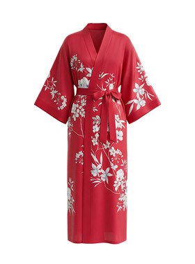 缎面冰丝汉服新娘超长睡袍