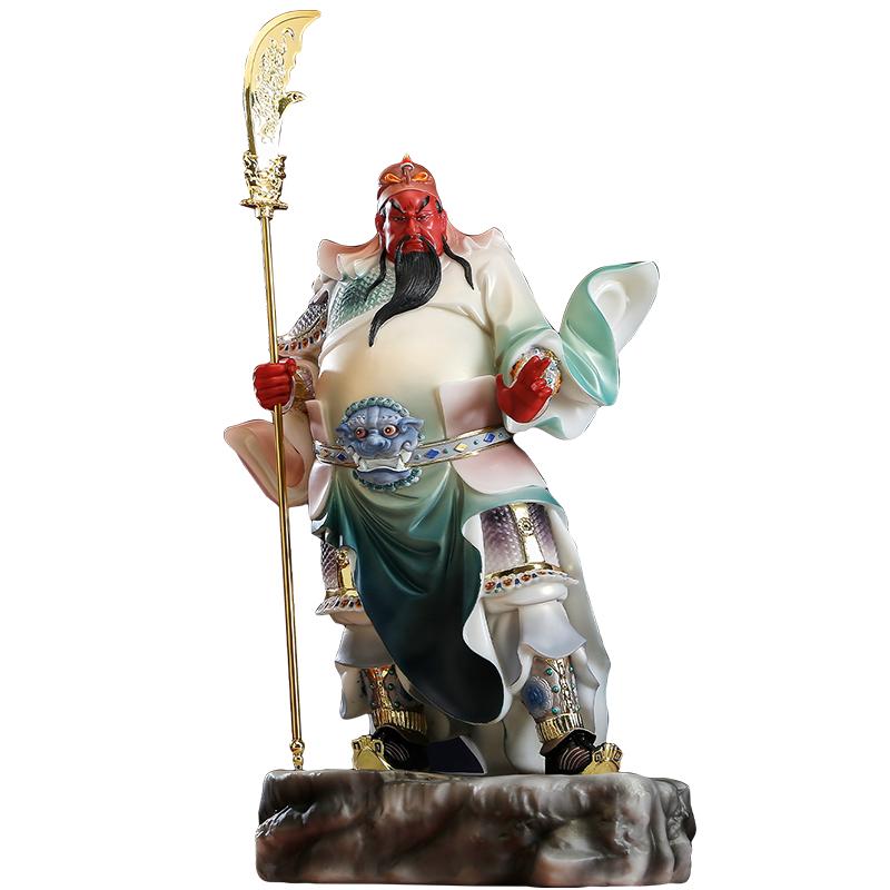 汉白玉富贵彩正气武财神关公神像