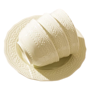 胖东来同款顺祥陶瓷曼波绿餐具套装高颜值浮雕碗盘家用乔迁送礼物