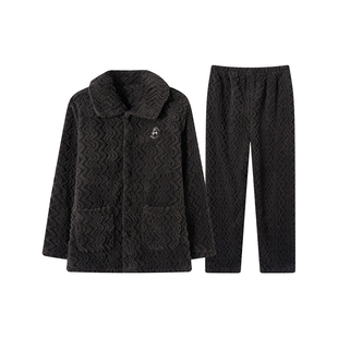 芬腾男士加绒加厚睡衣套装秋冬保暖家居服软糯休闲服家居服可外穿