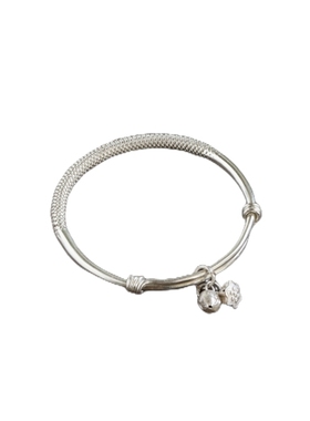 熙素中国风999足银编织麻花手镯