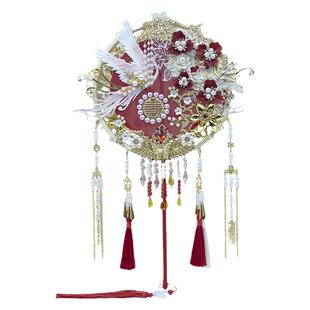 团扇新娘结婚秀禾婚扇喜扇子重工新婚礼物diy材料包成品双色双面