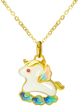 宫里上新马踏祥云天然和田玉项链