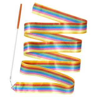 红绸带带鼓棒彩带艺术彩色体操彩带舞蹈演出道具跳舞丝带儿童飘带