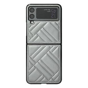 SS原创小格压线黑银适用三星zflip3手机壳galaxy折叠简约保护套时尚立体小红书高级感flip4同款fold4防摔女款