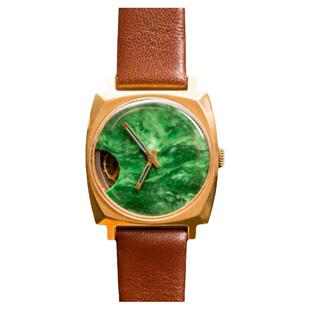 乌克兰代购Malachite 古着20世纪80年代孔雀石男士镀金机械手表