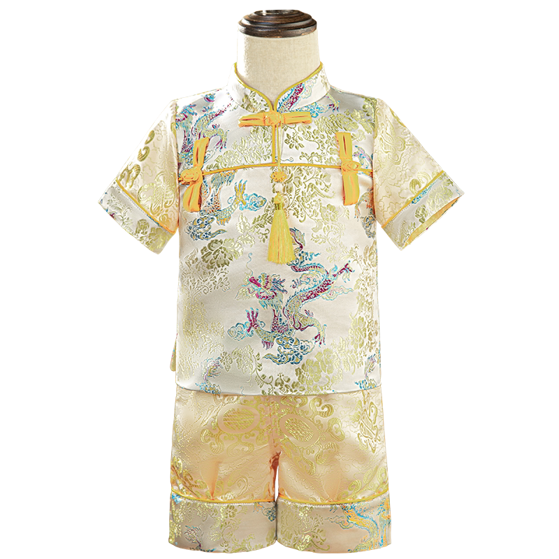 周岁礼服男女宝宝2024夏款国风一岁抓周短袖百天礼服唐童装新中式