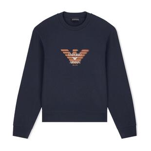 EMPORIO ARMANI/阿玛尼秋冬新款男圆领复古印花宽松套头卫衣上衣
