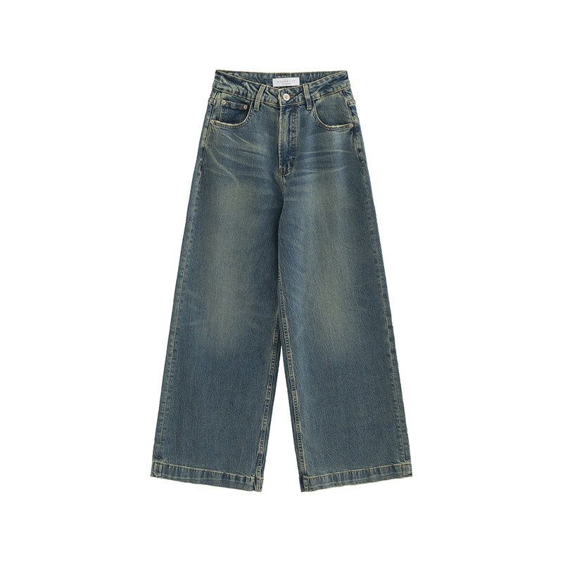 MOERSHOP 去班味儿版 复古重工水洗牛仔裤女冬季高腰宽松阔腿长裤