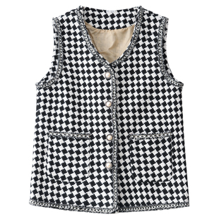 妈妈春装新款小香风马甲时尚休闲坎肩中老年妇女春秋外套短款上衣