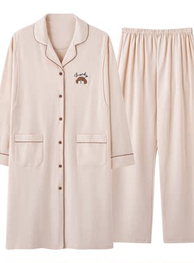 孕妇睡裙月子服春秋冬季长款哺乳2026新款喂奶长袖睡衣产后家居服