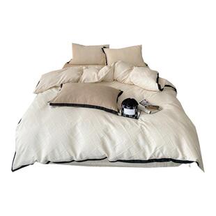 For you｜简约侘寂风纯棉四件套极简意式高级肌理感全棉床品床笠