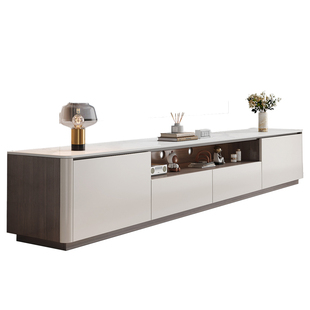 实木岩板电视柜50cm高款客厅收纳储物柜2026新款轻奢放电视机柜子