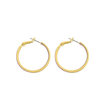 925银针气质甜美黄色滴釉耳圈女