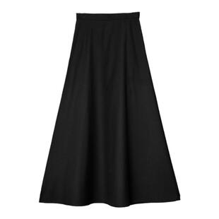 VAPOURBLUE黑色极简褶皱半身裙女春季气质高腰显瘦a字长款伞裙子
