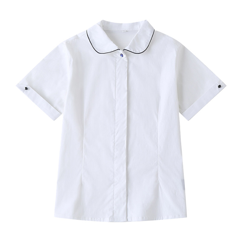 小学生中学夏季白色短袖衬衫校服