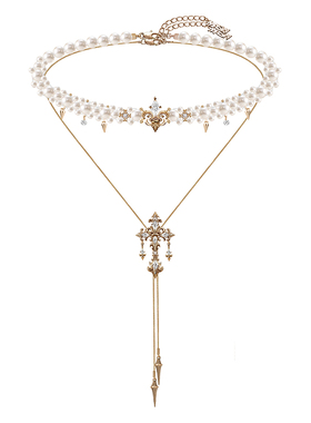 MASW麻秀时尚镂空鸢尾花珍珠项链