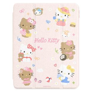 适用ipad保护壳旋转ipadmini7保护套air6平板壳air7/4亚克力ipad11防弯13英寸轻薄透明硅胶带笔槽hellokitty