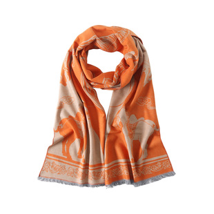 中国国家博物馆一马当先真丝绒围巾创意复古国风喜庆保暖女生礼物