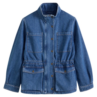 李维斯工装风中长款休闲牛仔外套