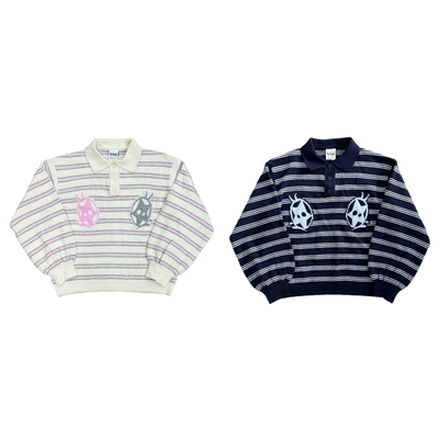 FOURFORTY STAR EYES POLO SWEATER 闪萌星星 条纹毛衣POLO