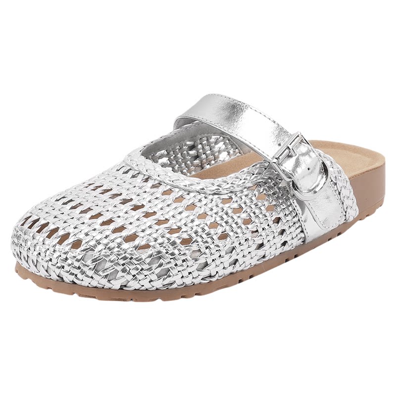 色非透气一脚蹬包头拖
