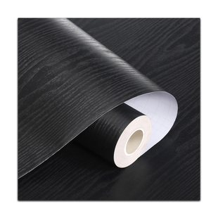 黑色贴纸哑光实木墙贴板膜面木皮橱柜门仿岩板改色贴膜家具桌柜子