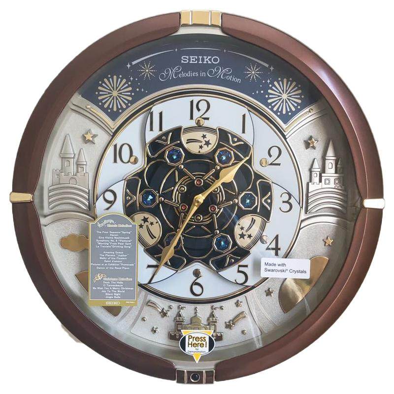 日本精工SEIKO音乐施华洛水晶北欧音乐挂钟客厅玄关静音钟QXM378B