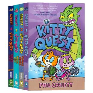 Kitty Quest   猫咪奇遇记 Tentacle Trouble Sinister Sister Phantom Frenzy 魔法冒险 幽默搞笑 全彩漫画书 4册 英文原版进口