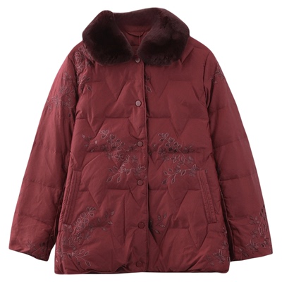 依佈中老年女士加厚毛领羽绒服