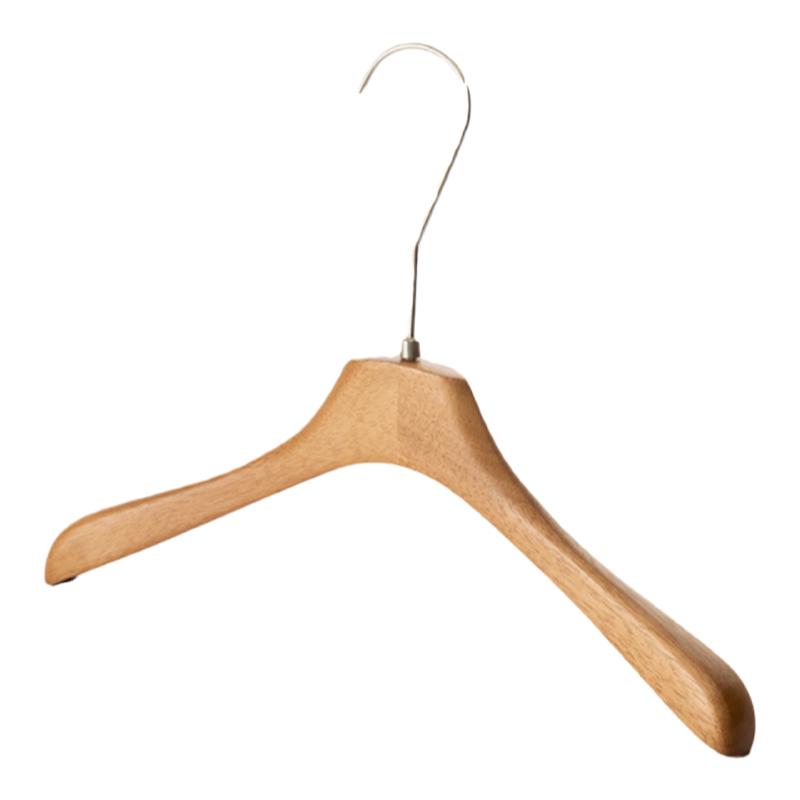 logo定制服装店女装专用实木衣架加厚宽肩无痕胡桃木色衣服挂裤夹
