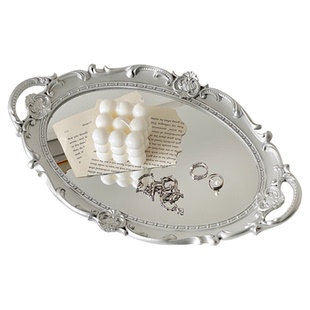 法式复古镜子托盘高级感小众首饰香薰饰品拍摄道具装饰品桌面摆件